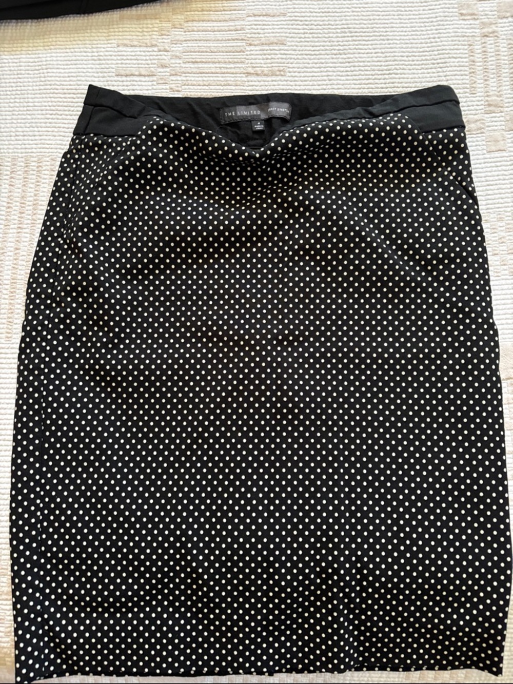 The Limited Black Pencil Skirt with White Polka Dots